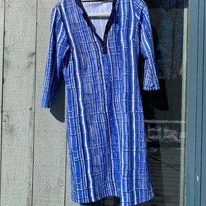 J. McLaughlin Blue Geometric Print Dress